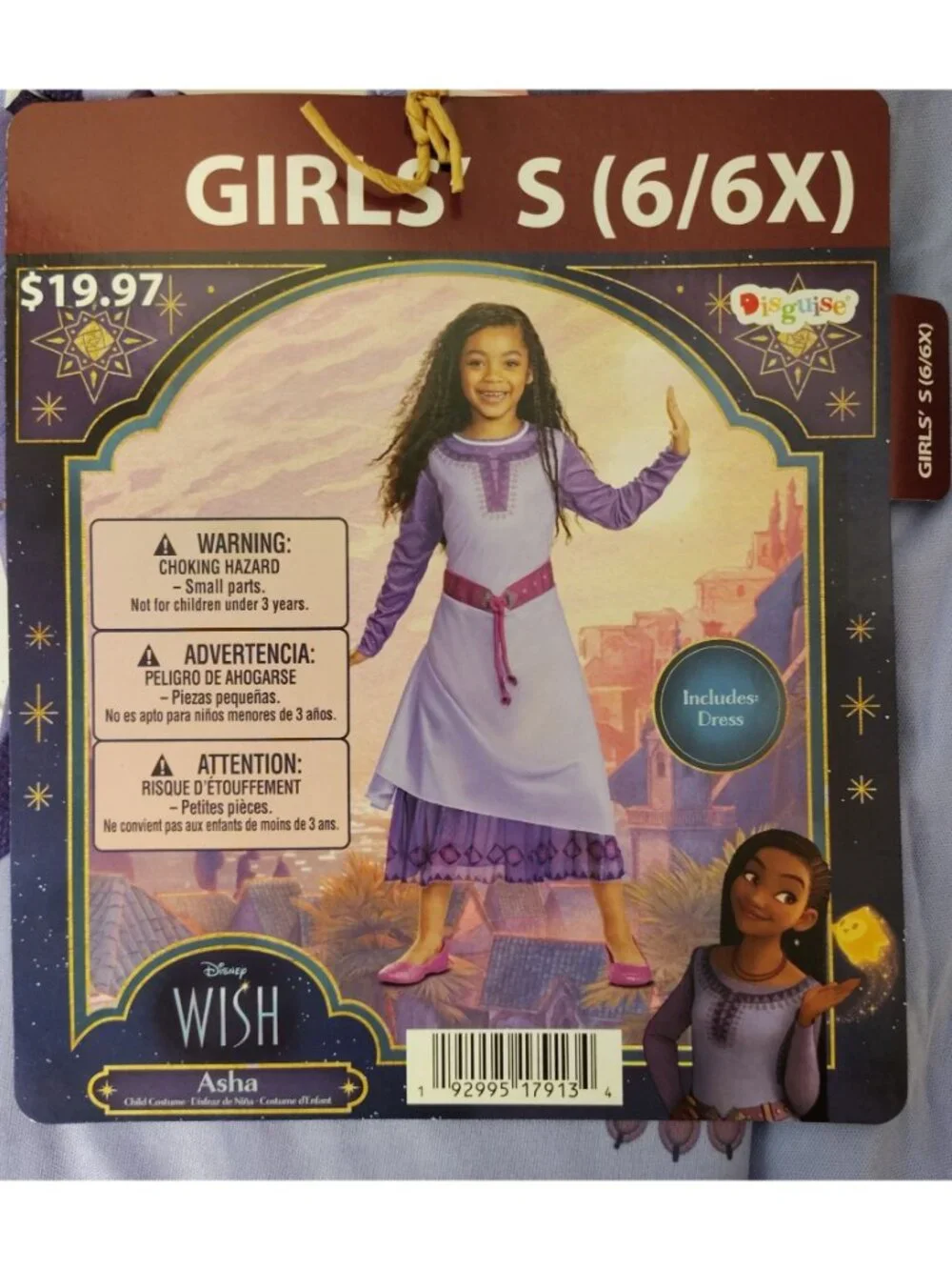 Disney Girls S 6/6X Wish Asha Purple Long Sleeve Dress Halloween Costume